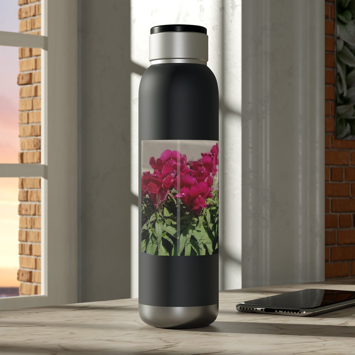 Magenta Snapdragon | Soundwave Copper Vacuum Audio Bottle 22oz | High Bloom Collection | Life By Ortavia