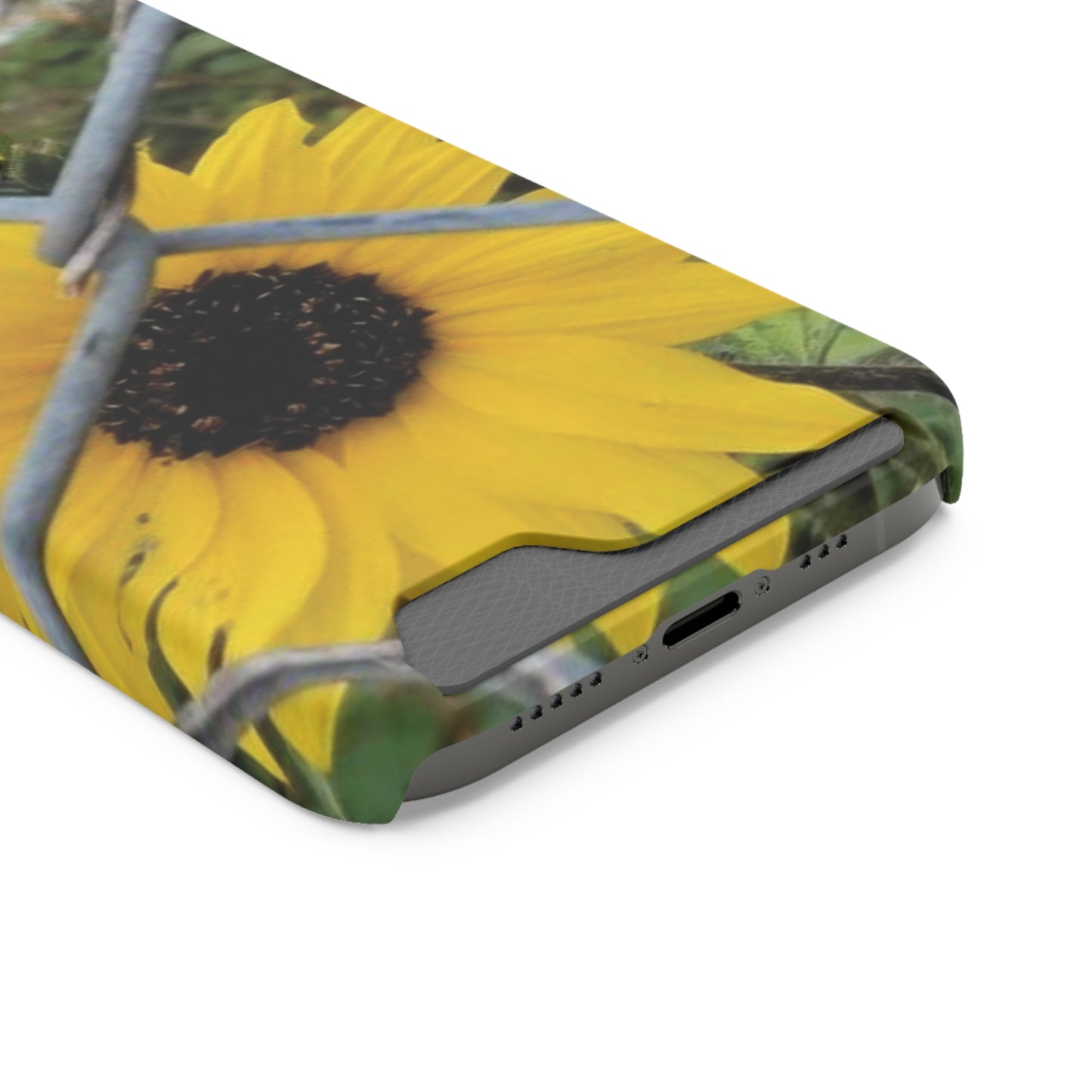 Sunflower Behind A Fence | Phone Case With Card Holder for iPhone and Galaxy Phones