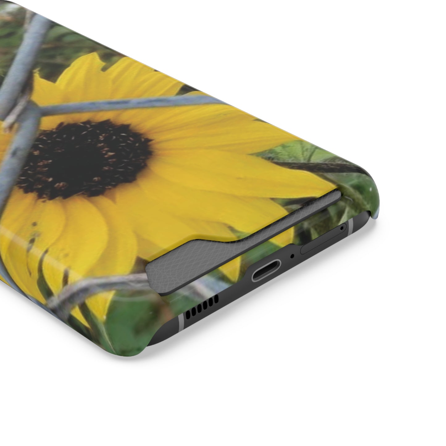 Sunflower Behind A Fence | Phone Case With Card Holder for iPhone and Galaxy Phones