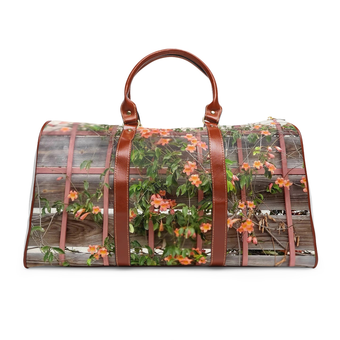 Flowers On A Rugged Fence | Waterproof Travel Bag | High Bloom Collection