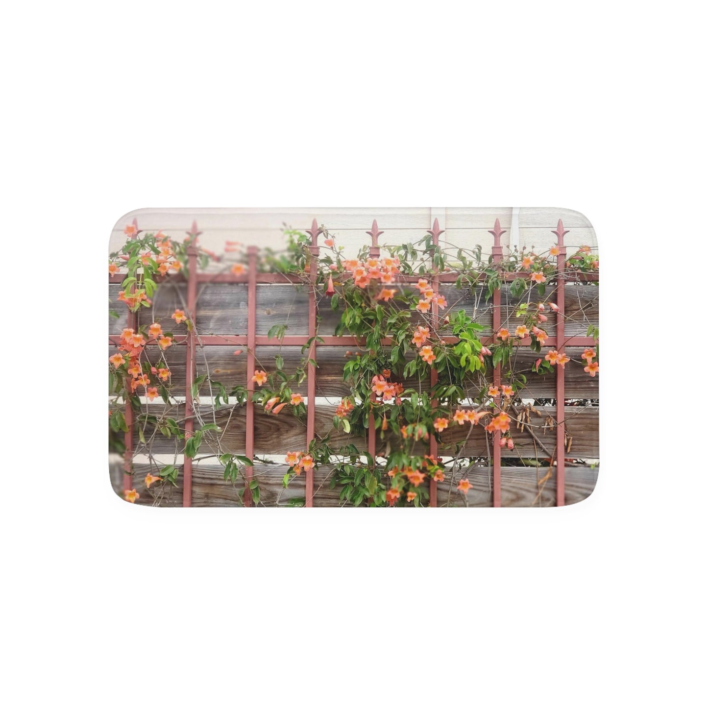 Memory Foam Bath Mat | Flowers On A Rugged Fence | High Bloom Collection | Life By Ortavia