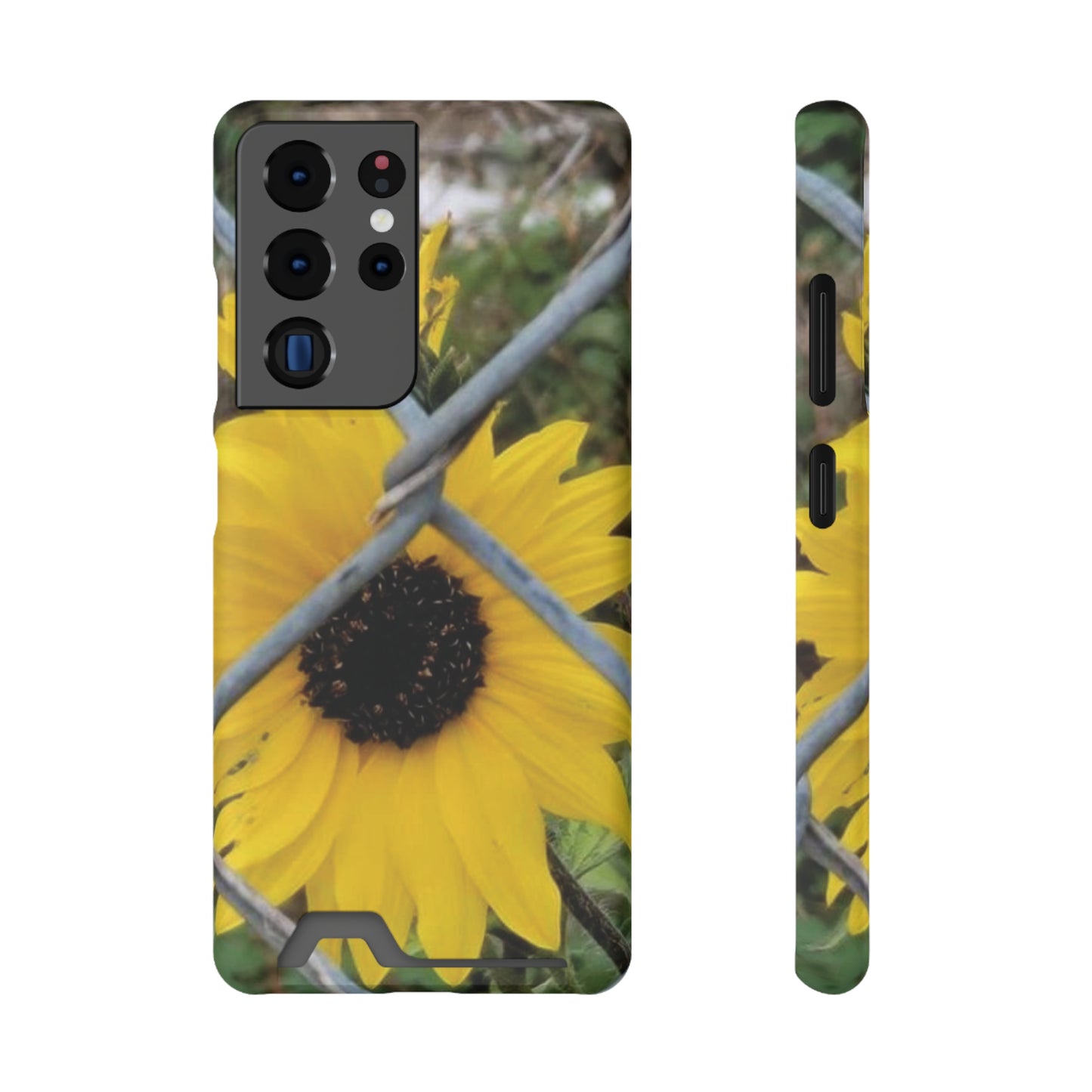 Sunflower Behind A Fence | Phone Case With Card Holder for iPhone and Galaxy Phones