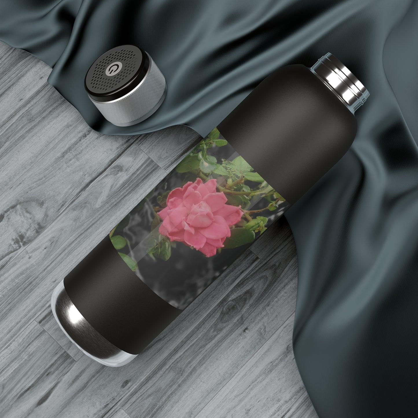 Pink Flower On A Vine | Soundwave Copper Vacuum Audio Bottle 22oz | Life By Ortavia