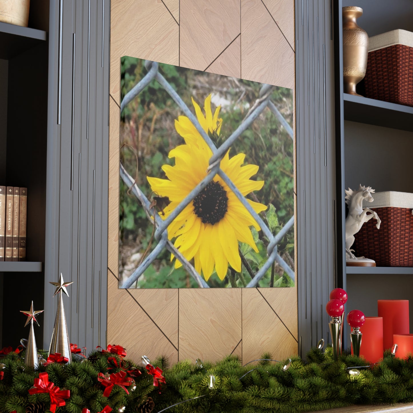 Sunflower Behind A Fence Canvas Gallery Wraps
