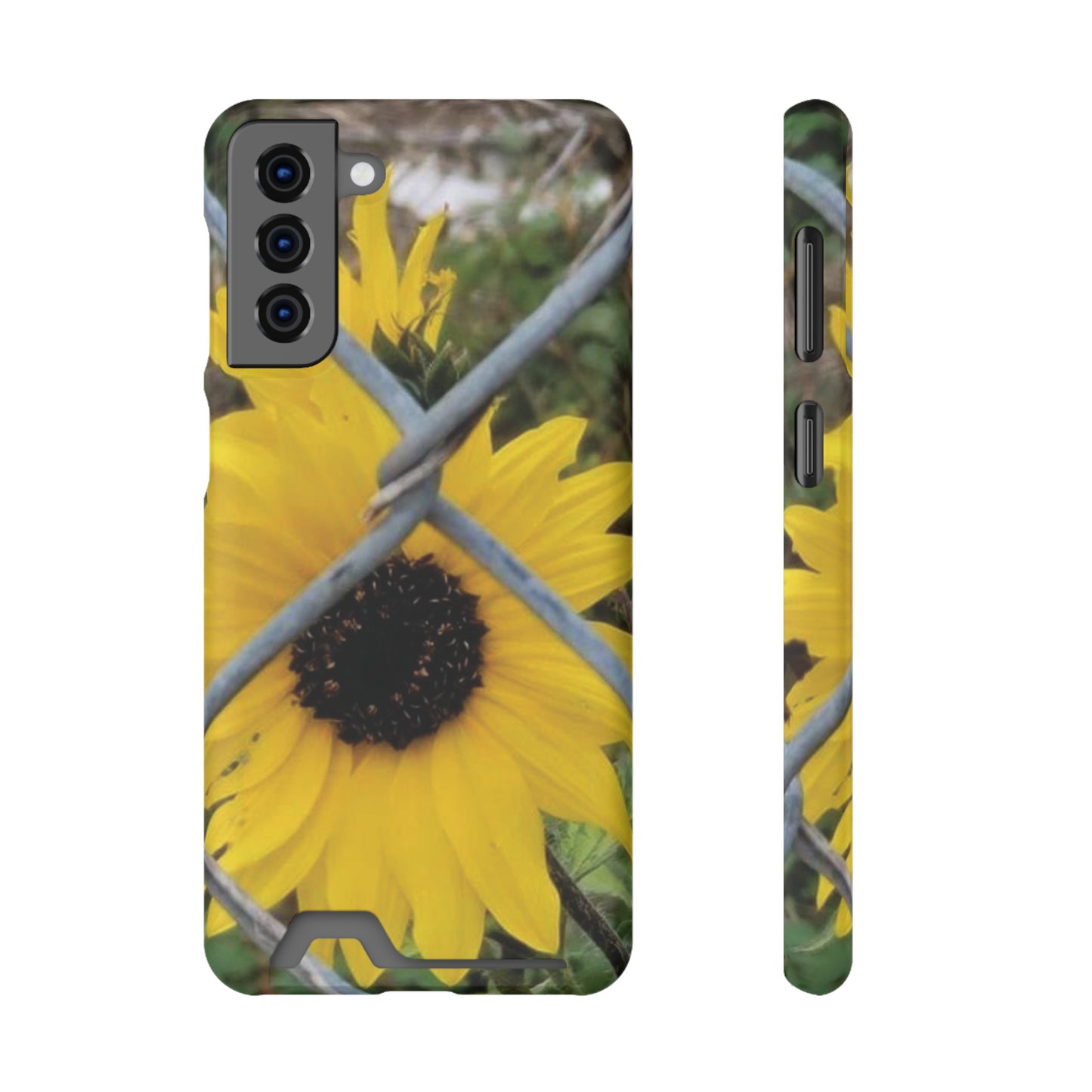 Sunflower Behind A Fence | Phone Case With Card Holder for iPhone and Galaxy Phones