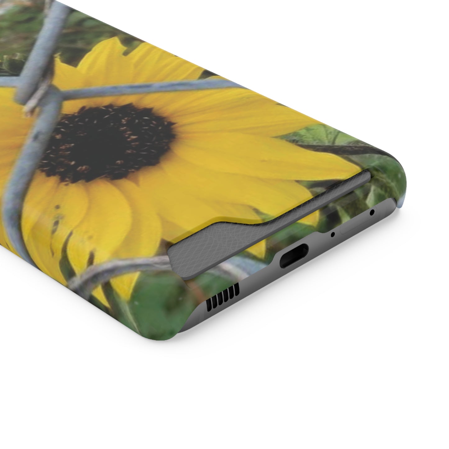 Sunflower Behind A Fence | Phone Case With Card Holder for iPhone and Galaxy Phones