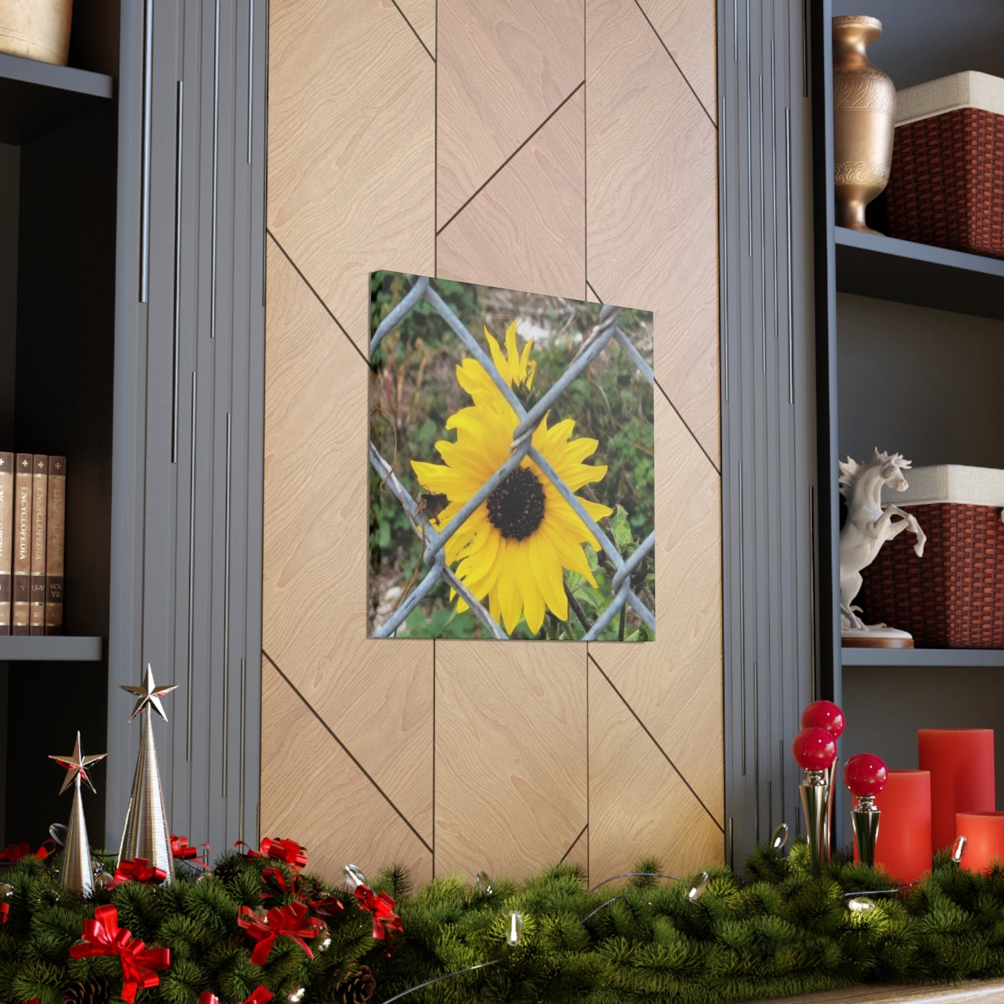 Sunflower Behind A Fence Canvas Gallery Wraps