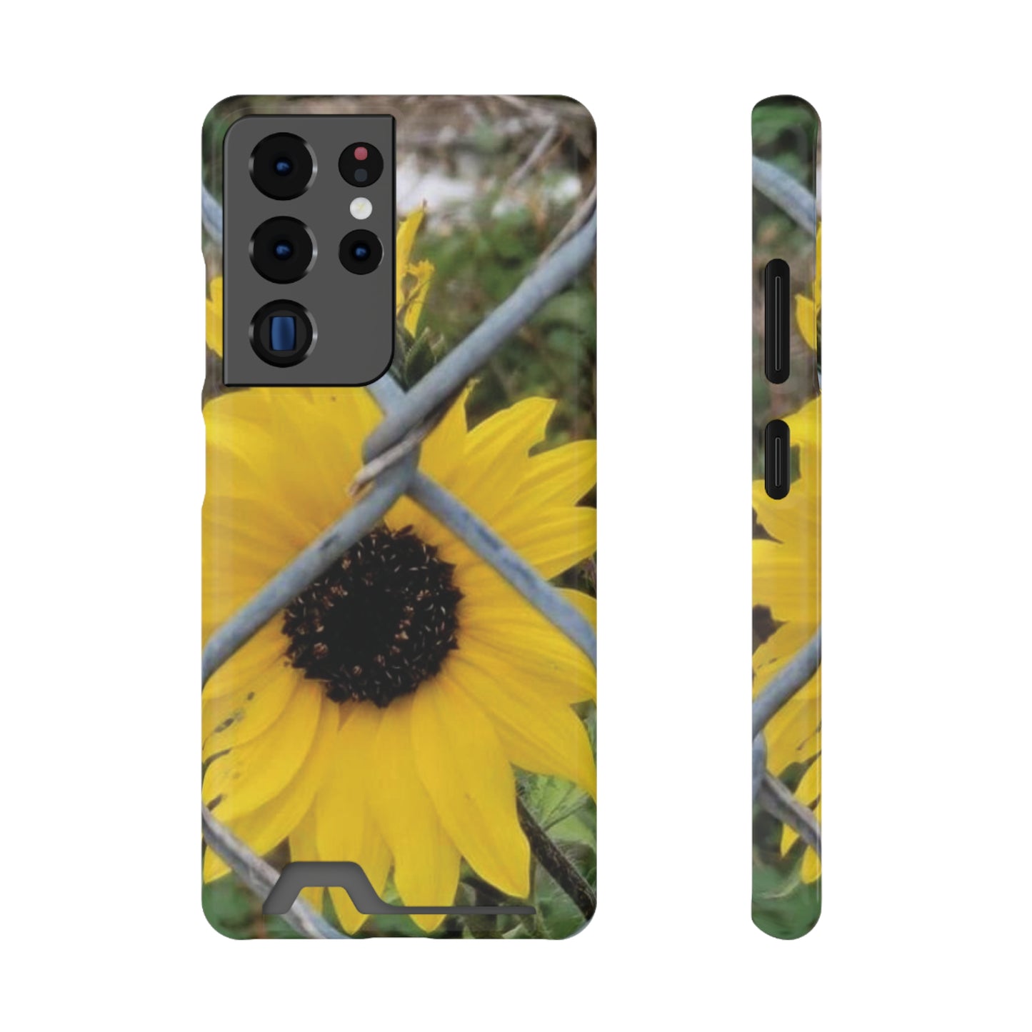 Sunflower Behind A Fence | Phone Case With Card Holder for iPhone and Galaxy Phones