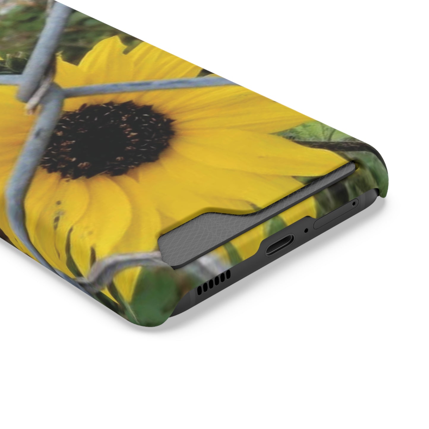 Sunflower Behind A Fence | Phone Case With Card Holder for iPhone and Galaxy Phones