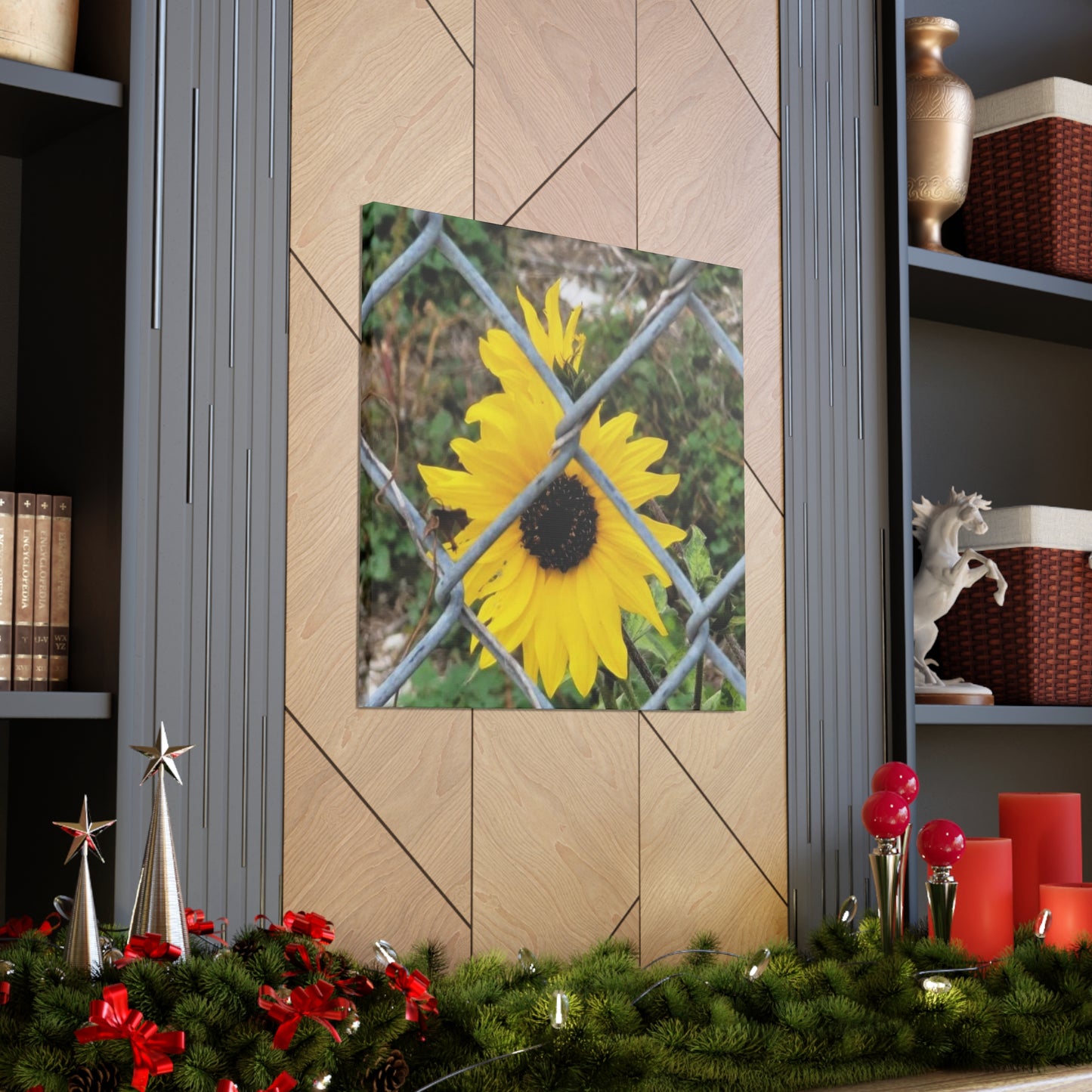 Sunflower Behind A Fence Canvas Gallery Wraps