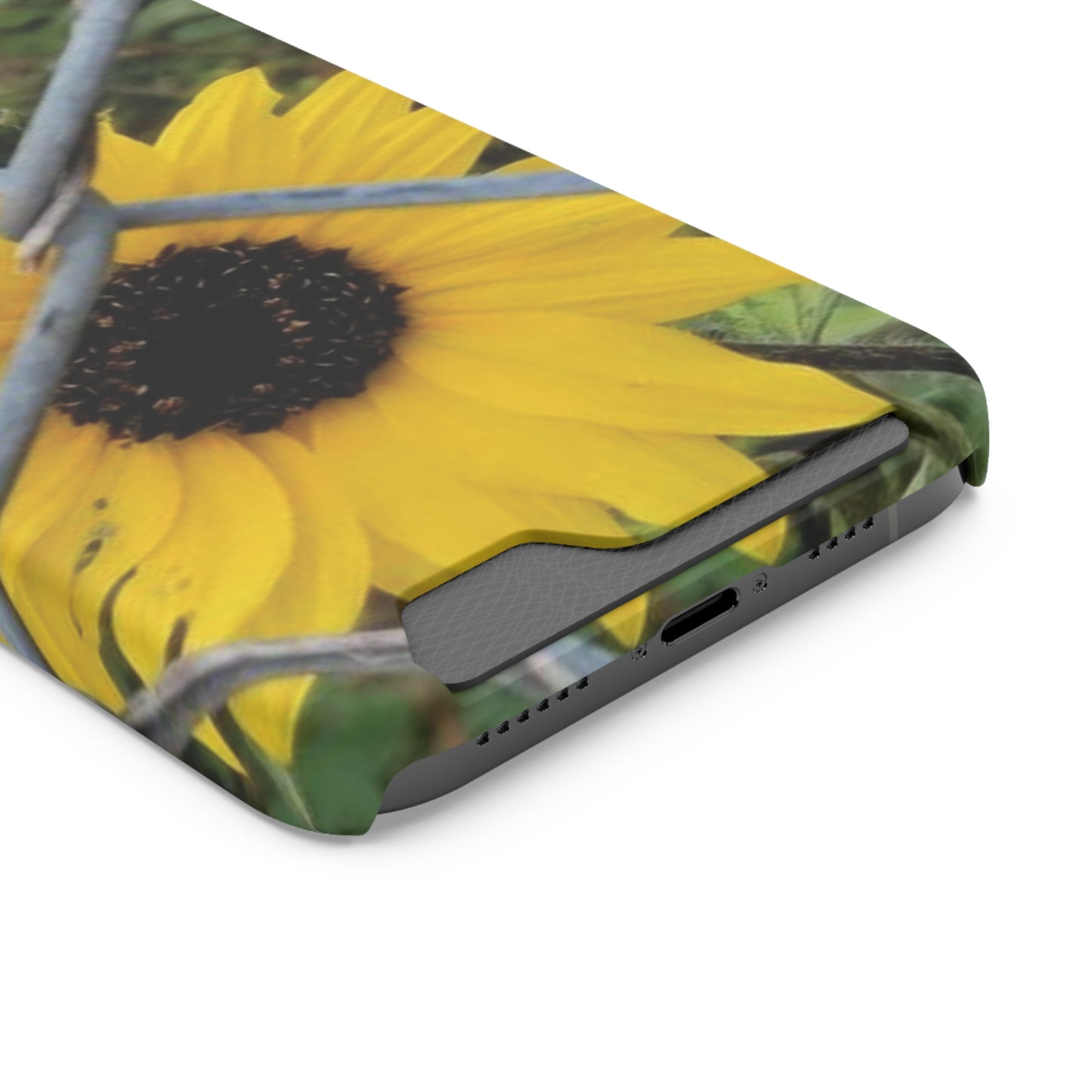 Sunflower Behind A Fence | Phone Case With Card Holder for iPhone and Galaxy Phones