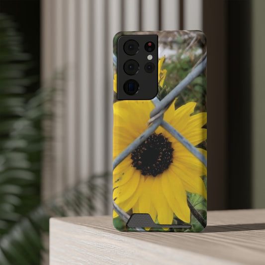 Sunflower Behind A Fence | Phone Case With Card Holder for iPhone and Galaxy Phones