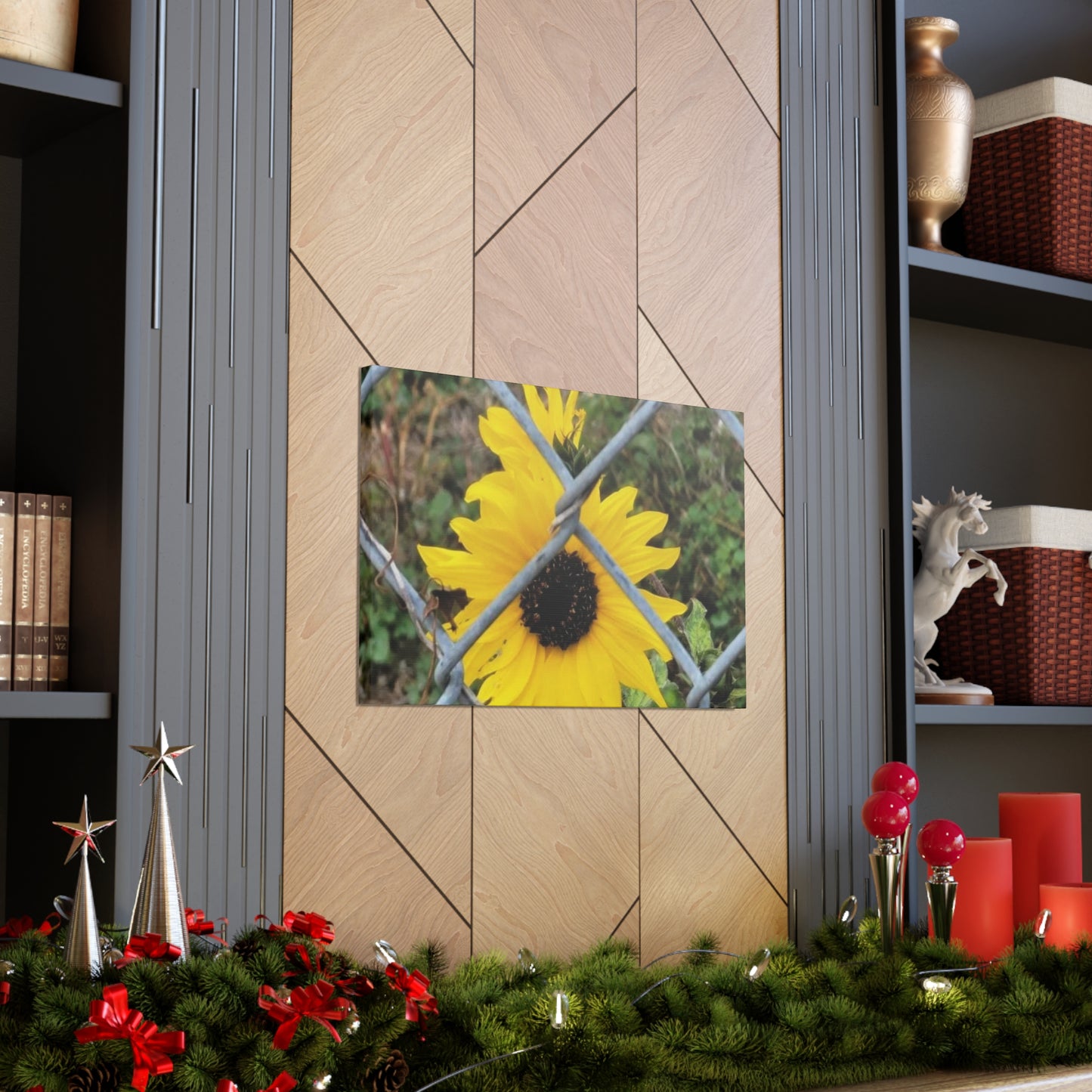 Sunflower Behind A Fence Canvas Gallery Wraps