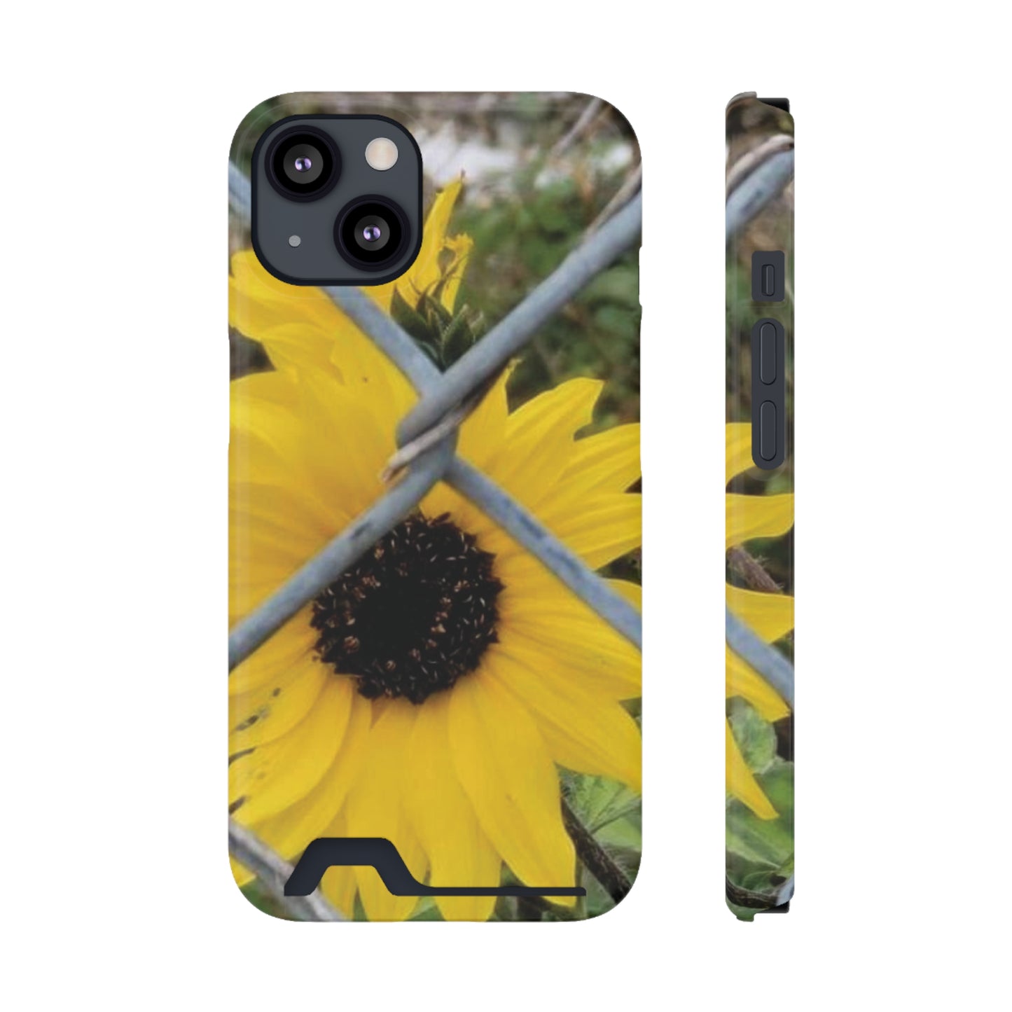 Sunflower Behind A Fence | Phone Case With Card Holder for iPhone and Galaxy Phones