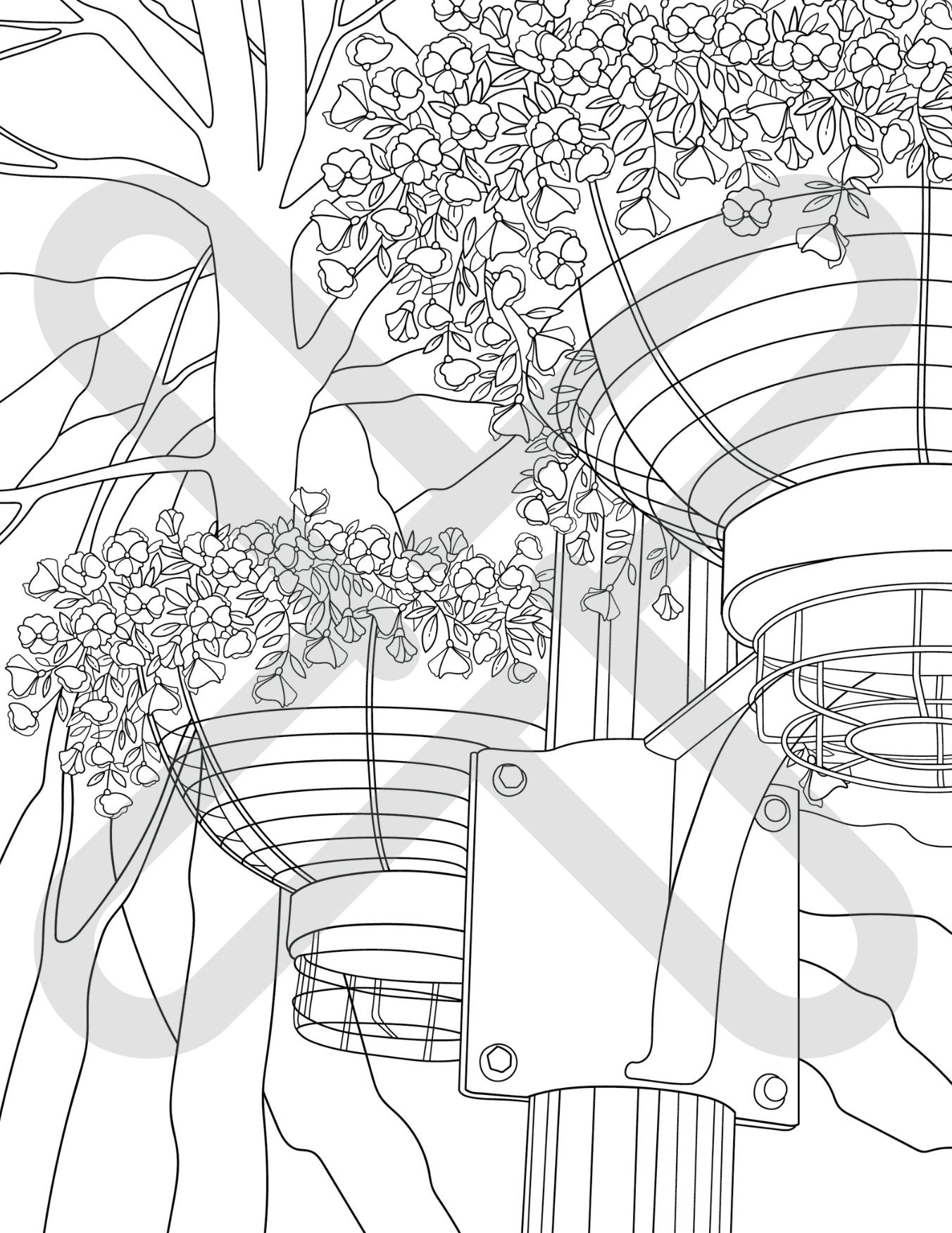 Printable Lillies Downtown Coloring Page