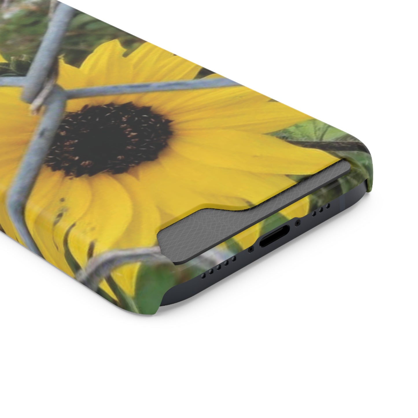 Sunflower Behind A Fence | Phone Case With Card Holder for iPhone and Galaxy Phones