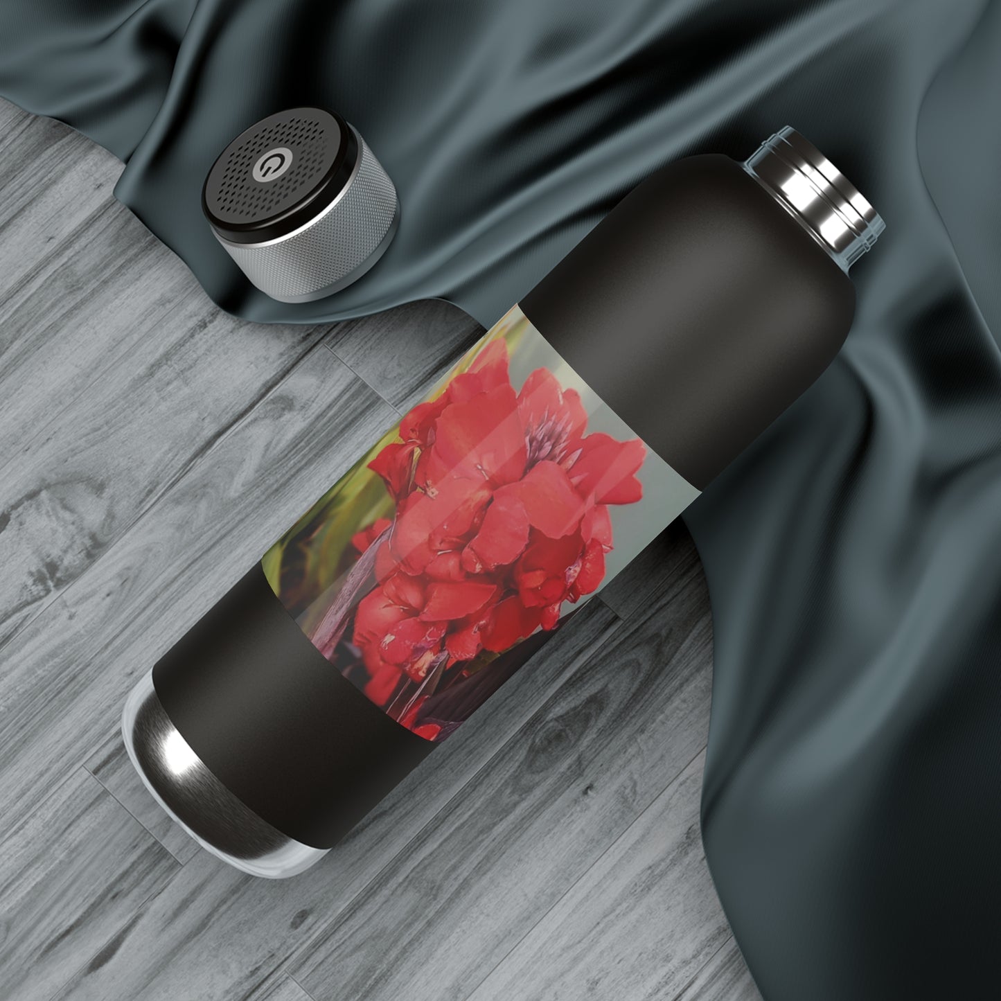 Red Canna | Soundwave Copper Vacuum Audio Bottle 22oz | High Bloom Collection | Life By Ortavia