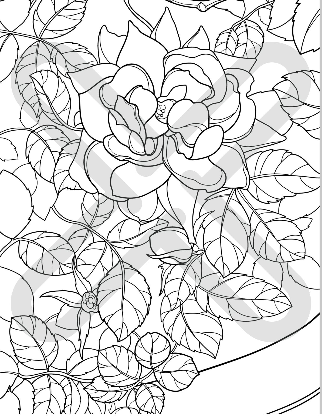 Printable Roses in a Big Pot Coloring Page