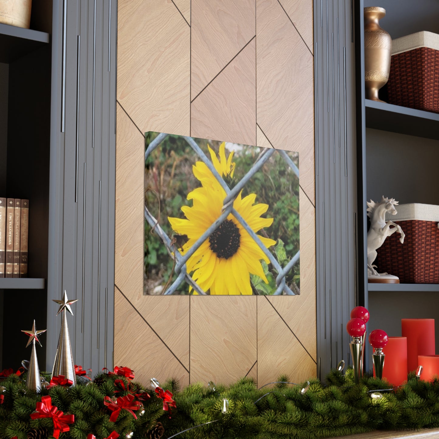 Sunflower Behind A Fence Canvas Gallery Wraps