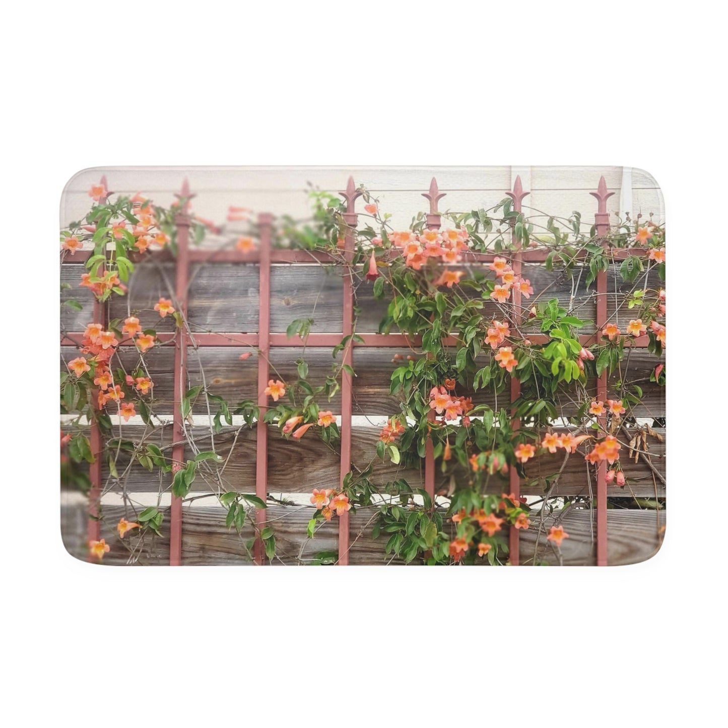 Memory Foam Bath Mat | Flowers On A Rugged Fence | High Bloom Collection | Life By Ortavia