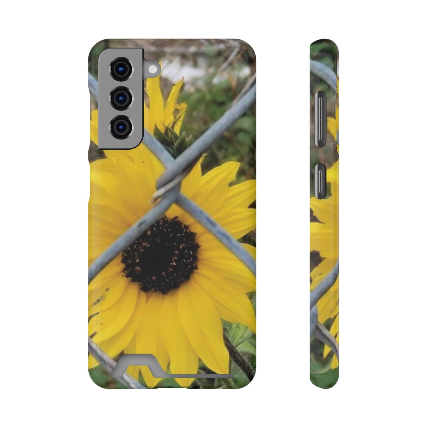 Sunflower Behind A Fence | Phone Case With Card Holder for iPhone and Galaxy Phones