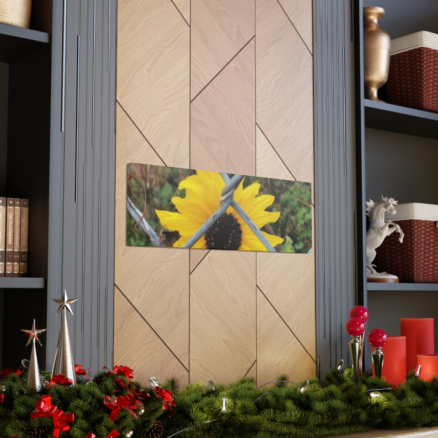 Sunflower Behind A Fence Canvas Gallery Wraps