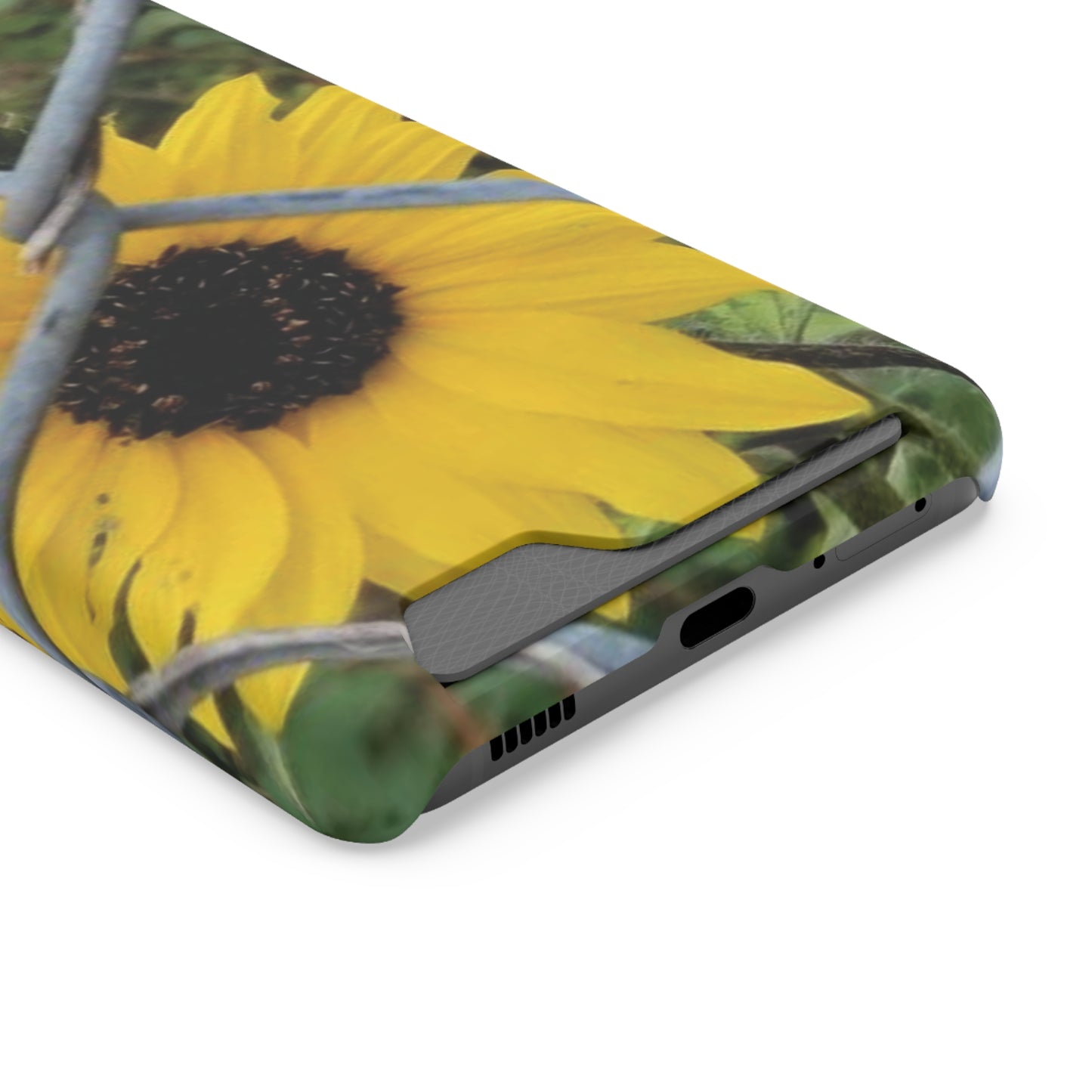 Sunflower Behind A Fence | Phone Case With Card Holder for iPhone and Galaxy Phones