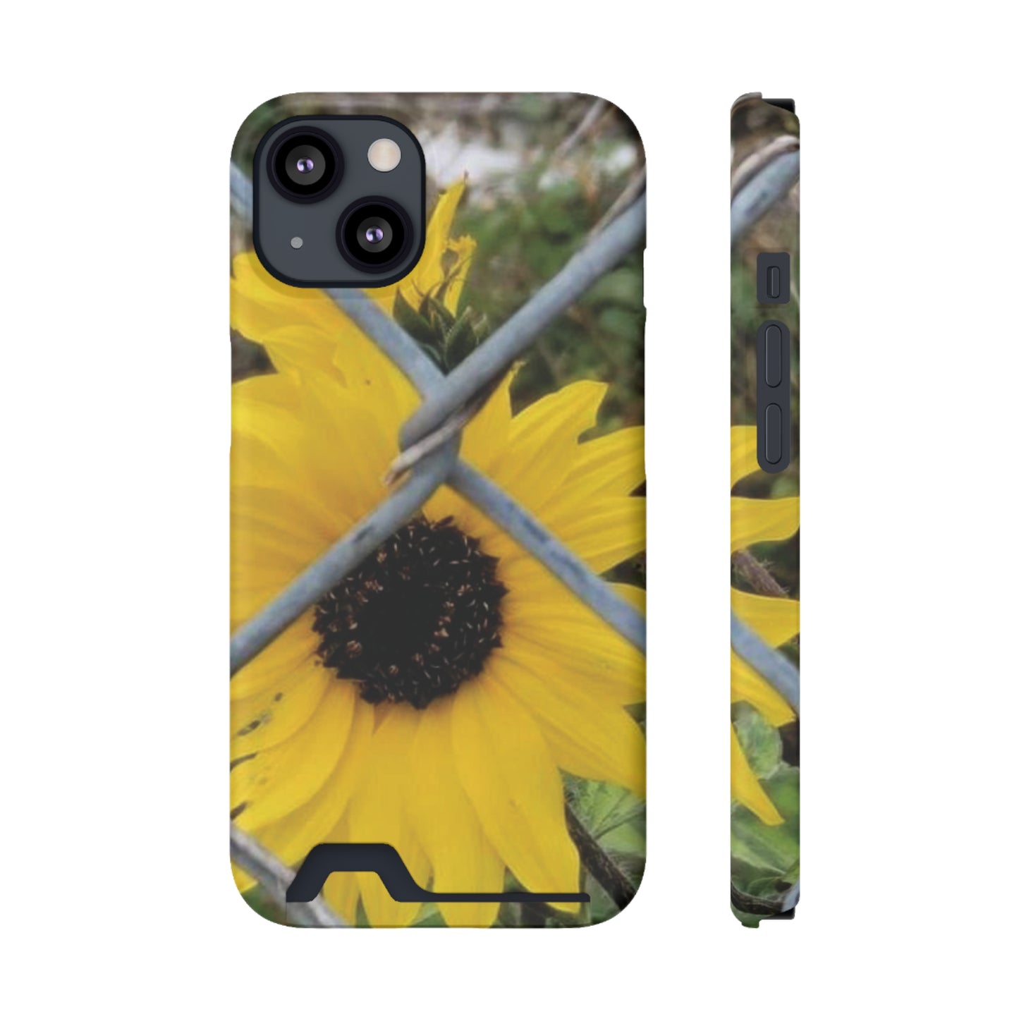 Sunflower Behind A Fence | Phone Case With Card Holder for iPhone and Galaxy Phones