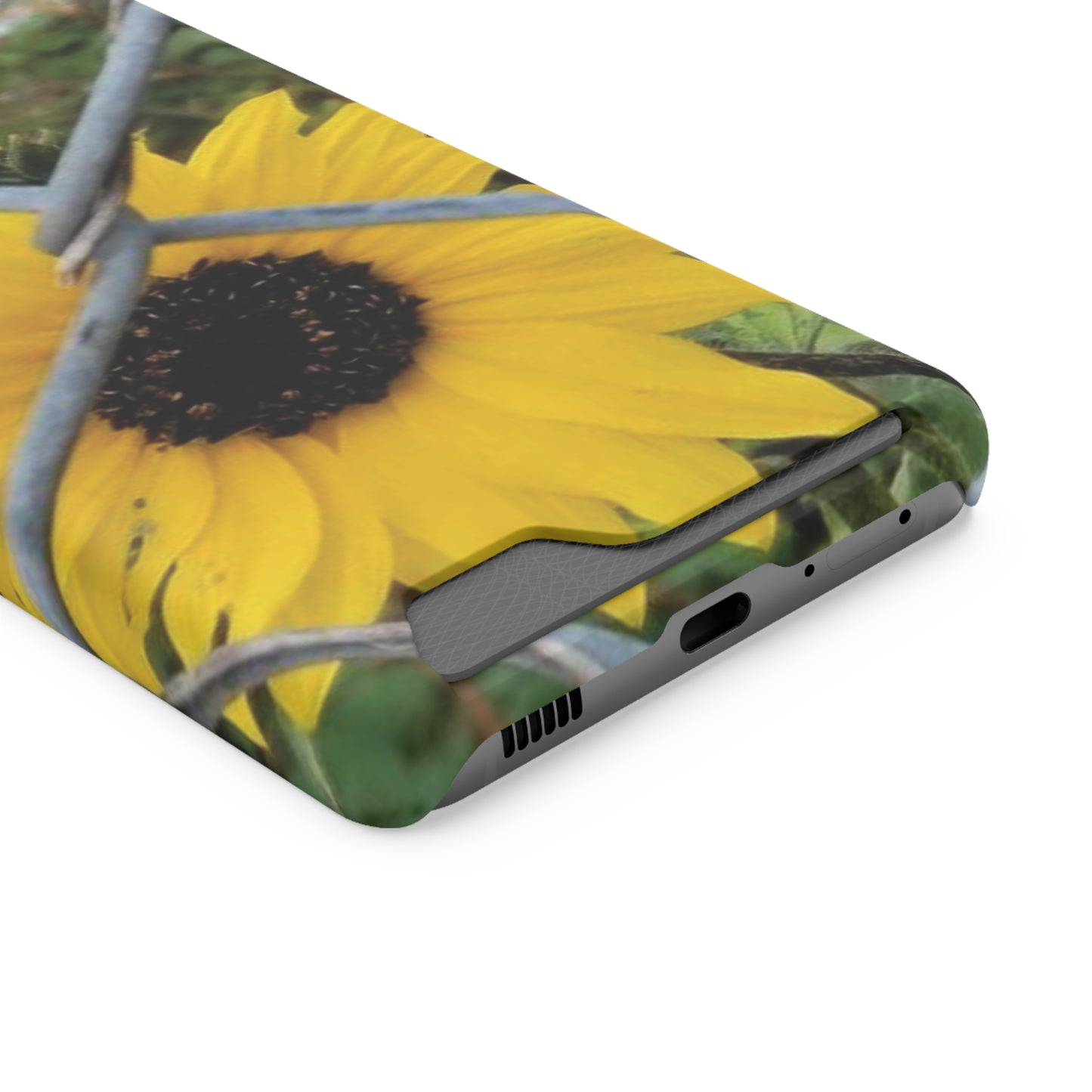 Sunflower Behind A Fence | Phone Case With Card Holder for iPhone and Galaxy Phones