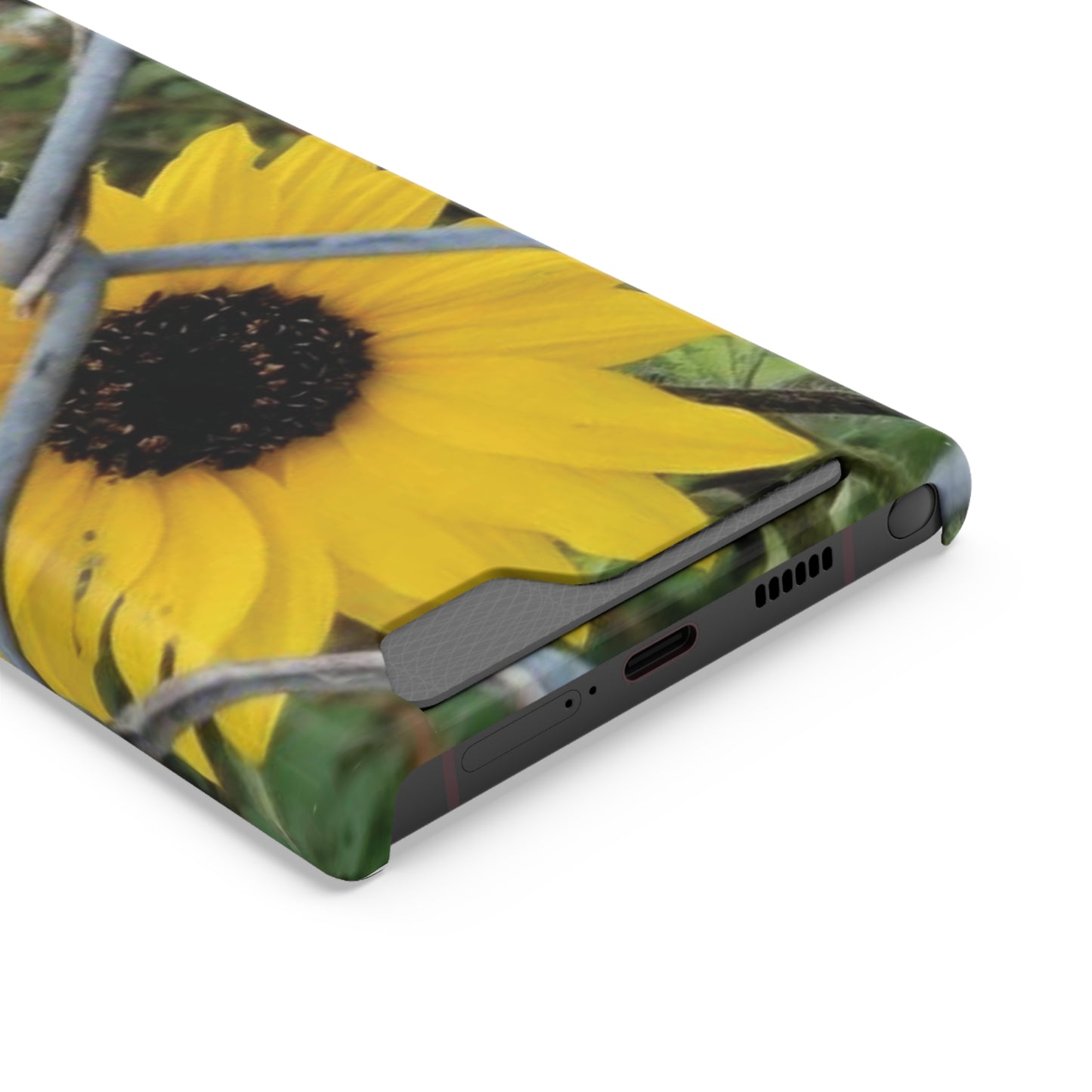 Sunflower Behind A Fence | Phone Case With Card Holder for iPhone and Galaxy Phones