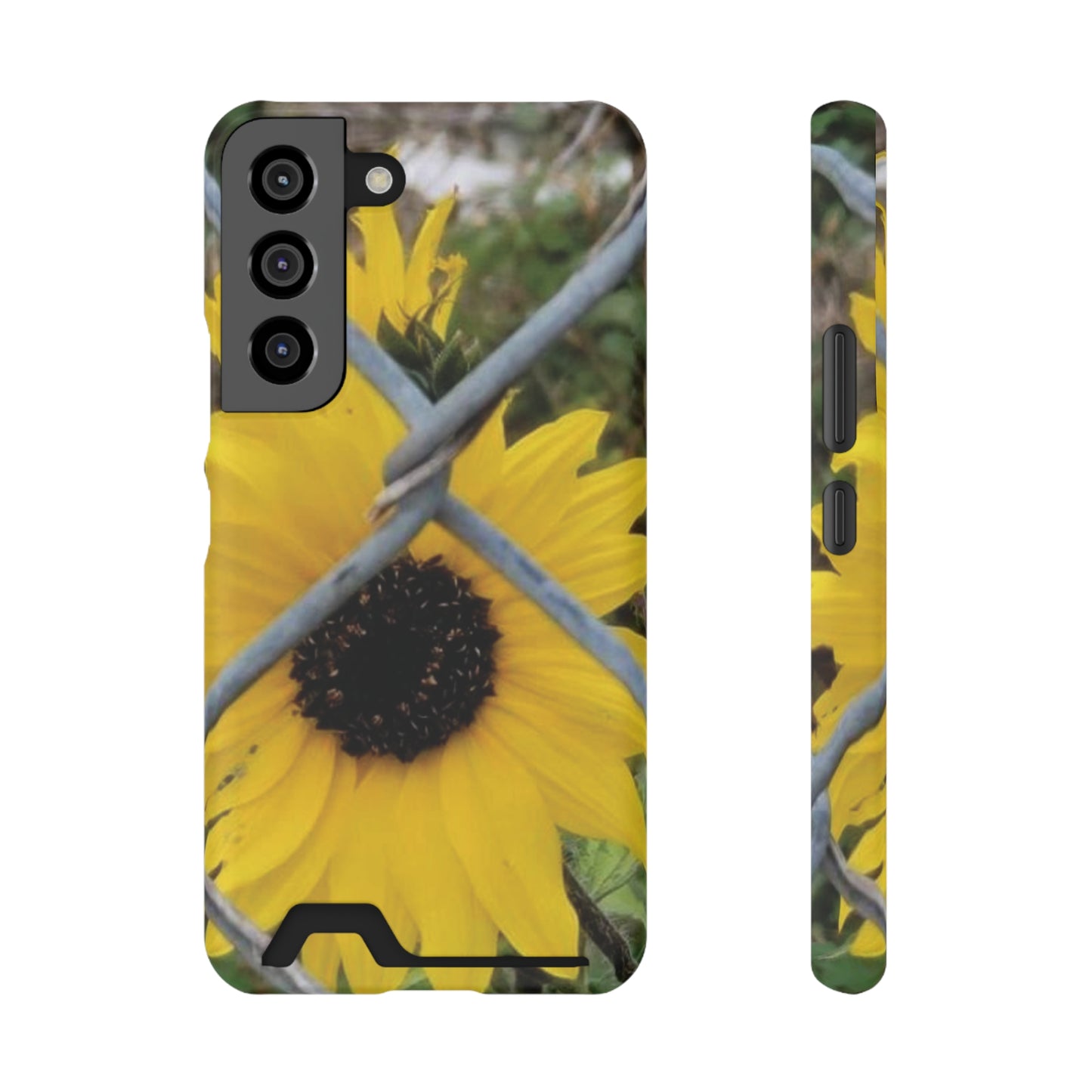 Sunflower Behind A Fence | Phone Case With Card Holder for iPhone and Galaxy Phones