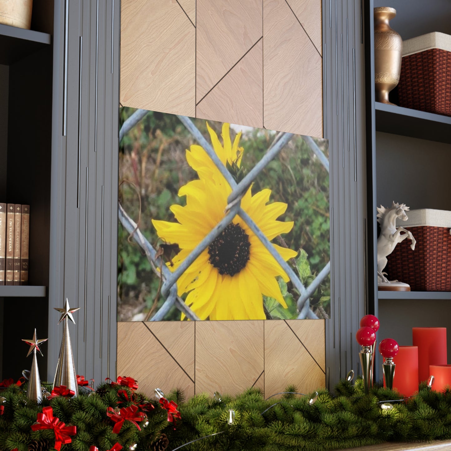 Sunflower Behind A Fence Canvas Gallery Wraps