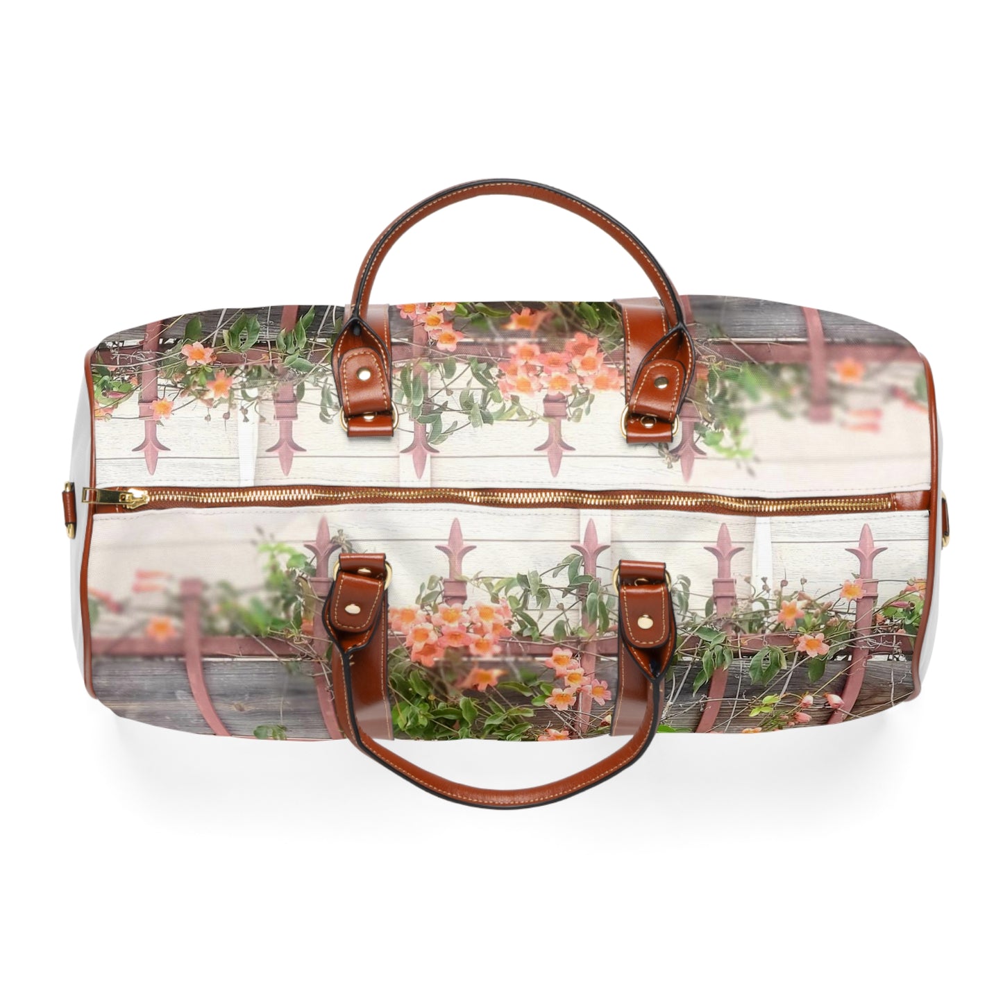 Flowers On A Rugged Fence | Waterproof Travel Bag | High Bloom Collection