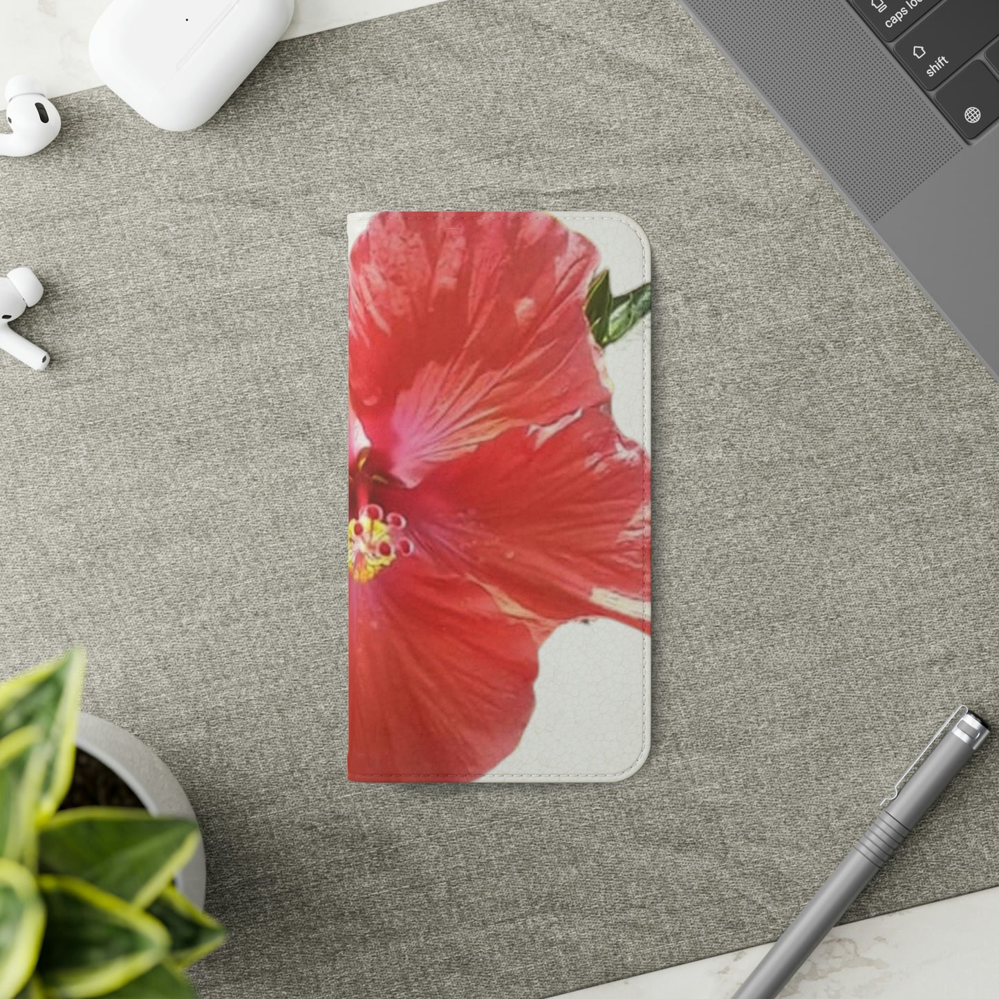 Peach Hibiscus White Background | Folio Phone Case | High Bloom Collection | Life By Ortavia