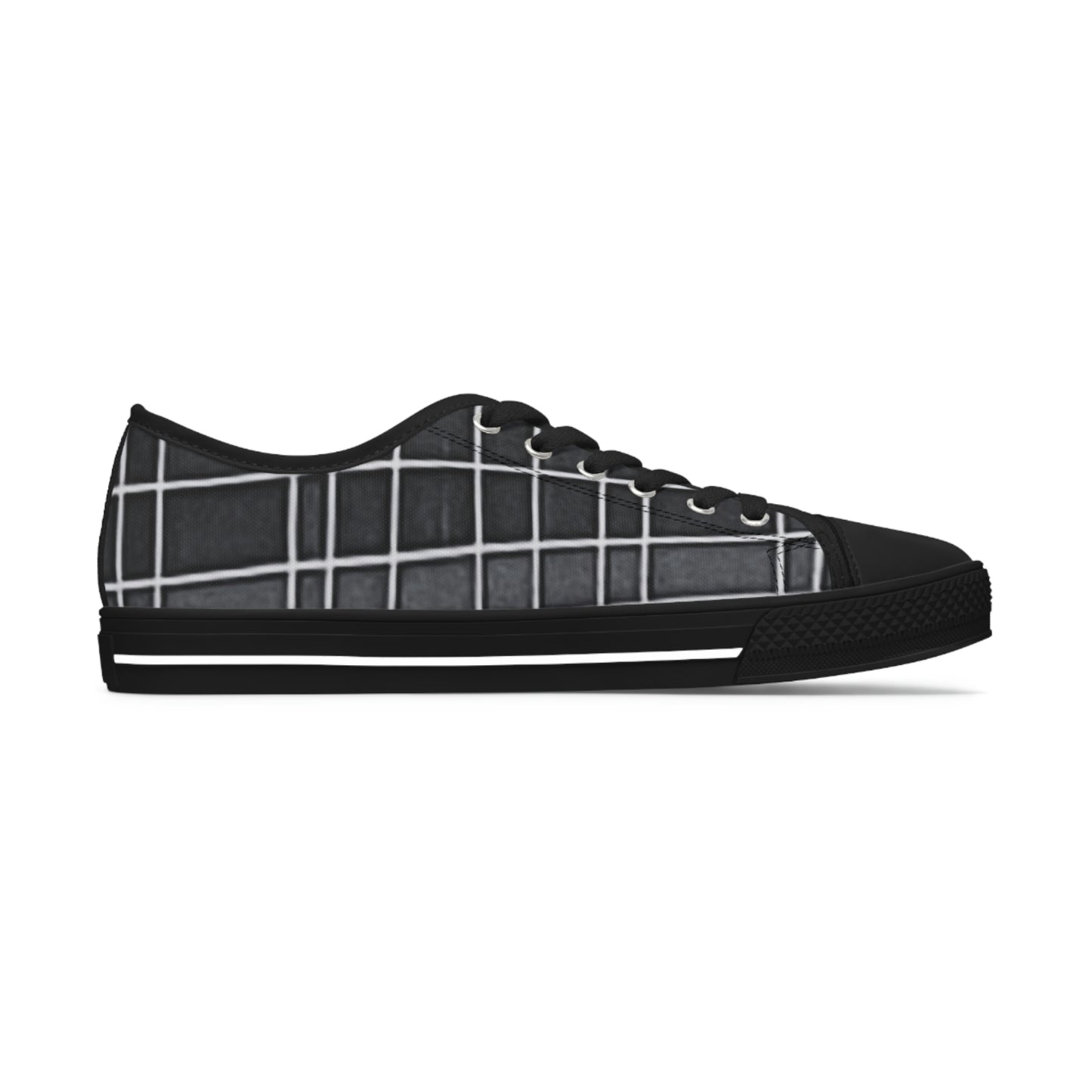 Women's Low Top Sneakers with Vintage Newspaper Window Design