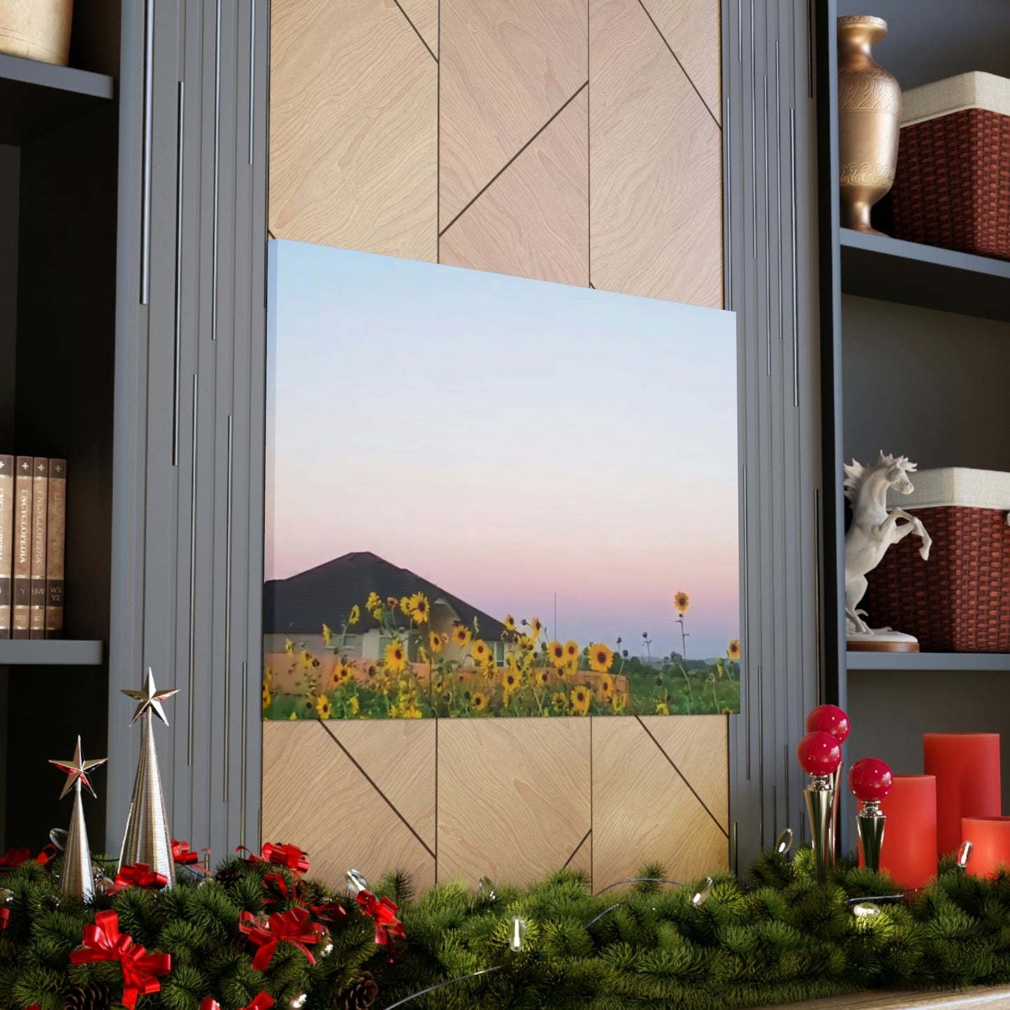 Sunflowers and a Rainbow Sky Canvas Gallery Wraps