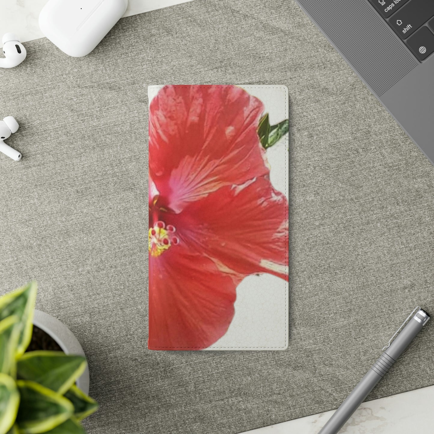 Peach Hibiscus White Background | Folio Phone Case | High Bloom Collection | Life By Ortavia