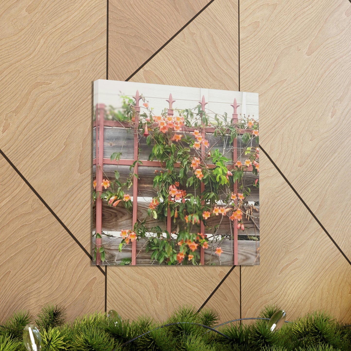 Flowers On A Rugged Fence | Wall Art Canvas | High Bloom Collection | Life By Ortavia