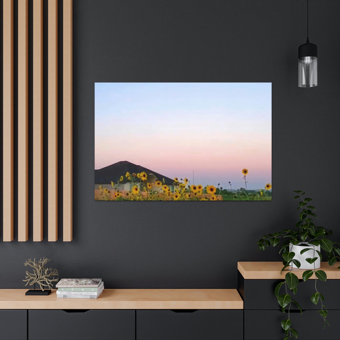 Sunflowers and a Rainbow Sky Canvas Gallery Wraps