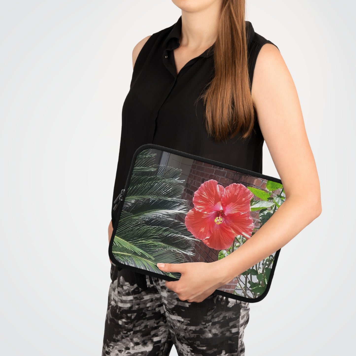 Laptop Sleeve with Peach Hibiscus Flower Design 7 Inch 10 Inch 13 Inch 15 Inch 17 Inch