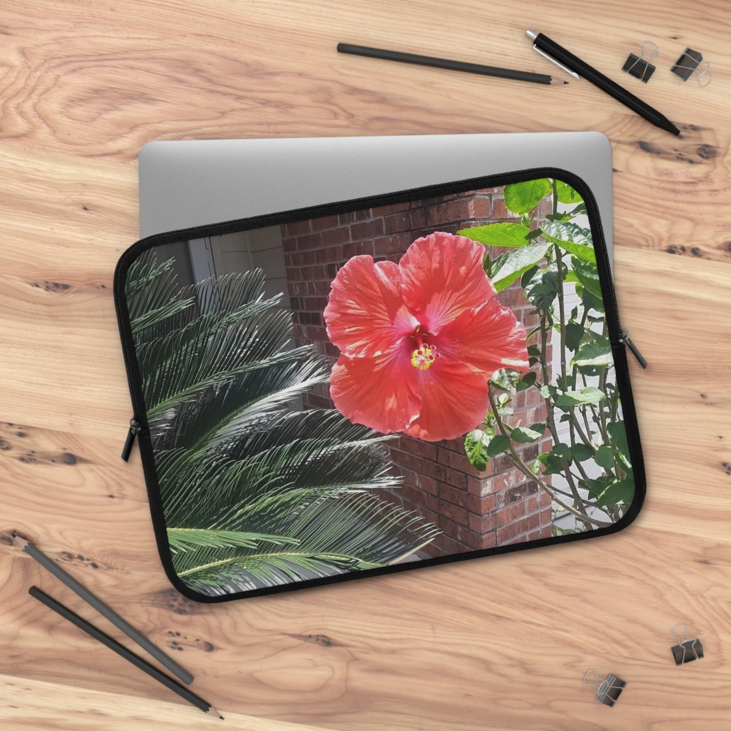 Laptop Sleeve with Peach Hibiscus Flower Design 7 Inch 10 Inch 13 Inch 15 Inch 17 Inch