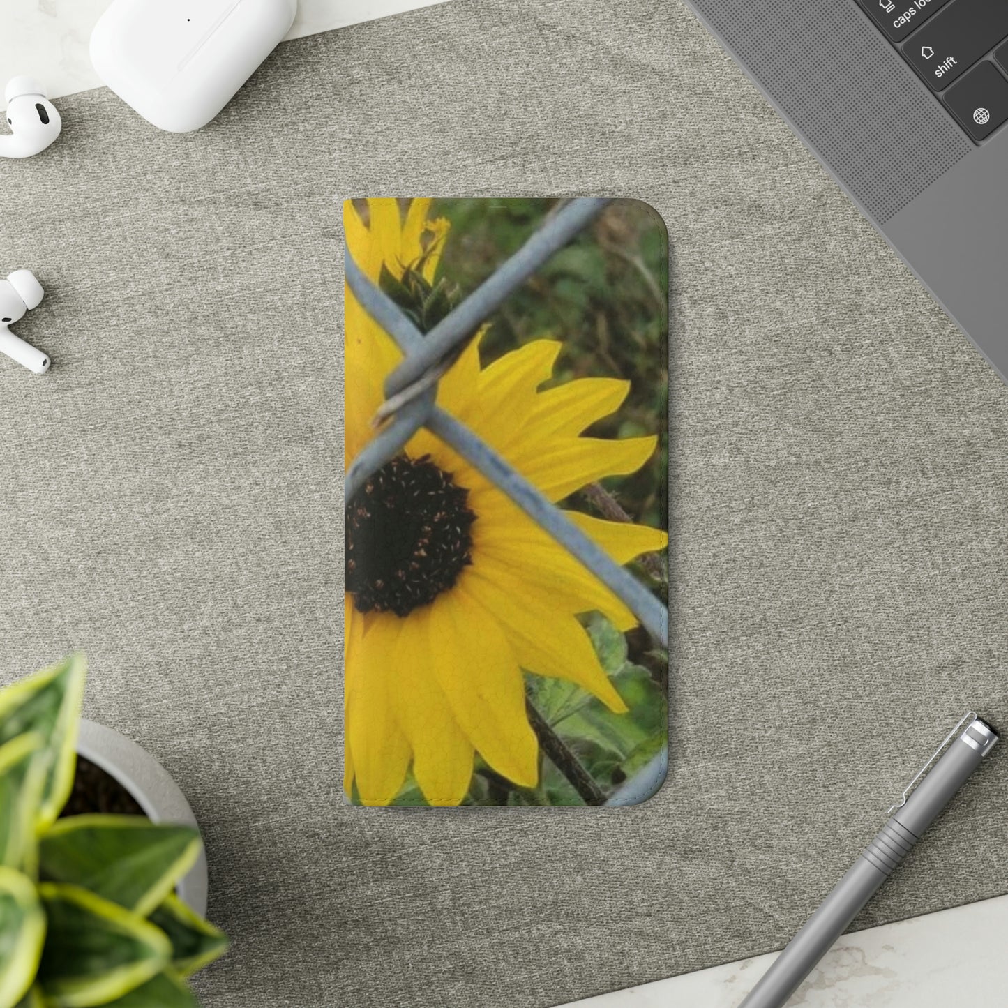 Sunflower Behind A Fence | Folio Phone Case | High Bloom Collection | Life By Ortavia