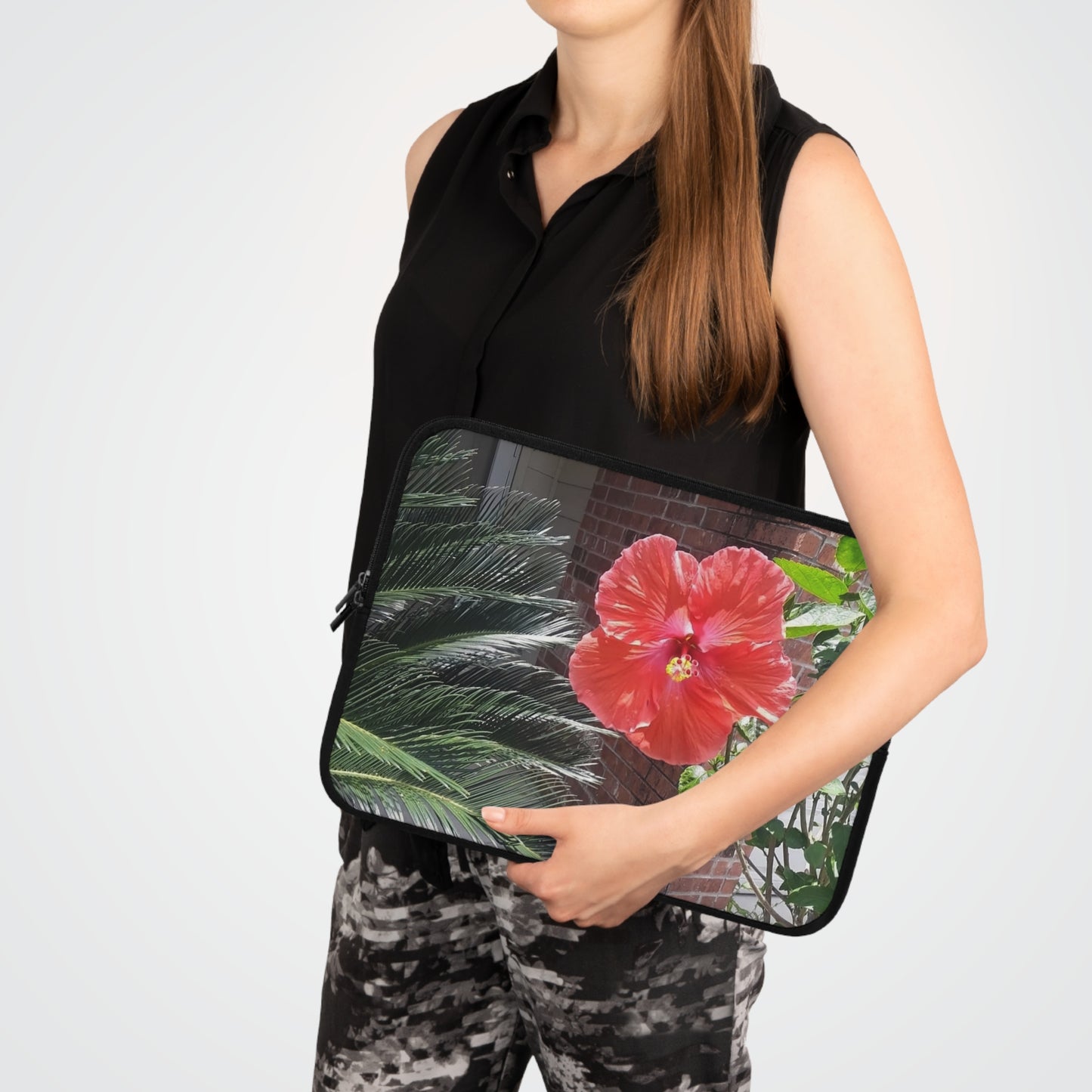 Laptop Sleeve with Peach Hibiscus Flower Design 7 Inch 10 Inch 13 Inch 15 Inch 17 Inch