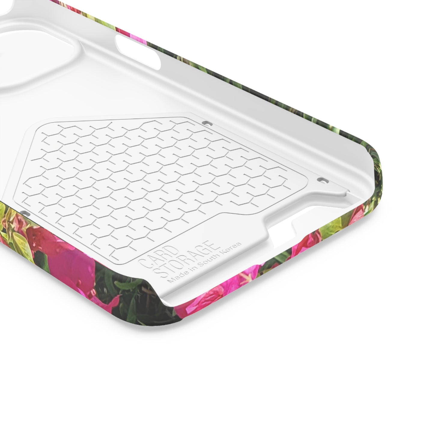 Phone Case With Card Holder with Hot Pink Bougainvillea Design