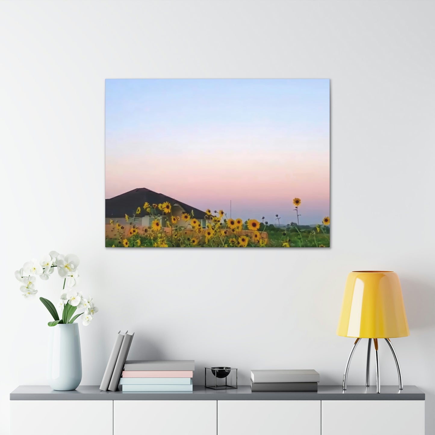 Sunflowers and a Rainbow Sky Canvas Gallery Wraps