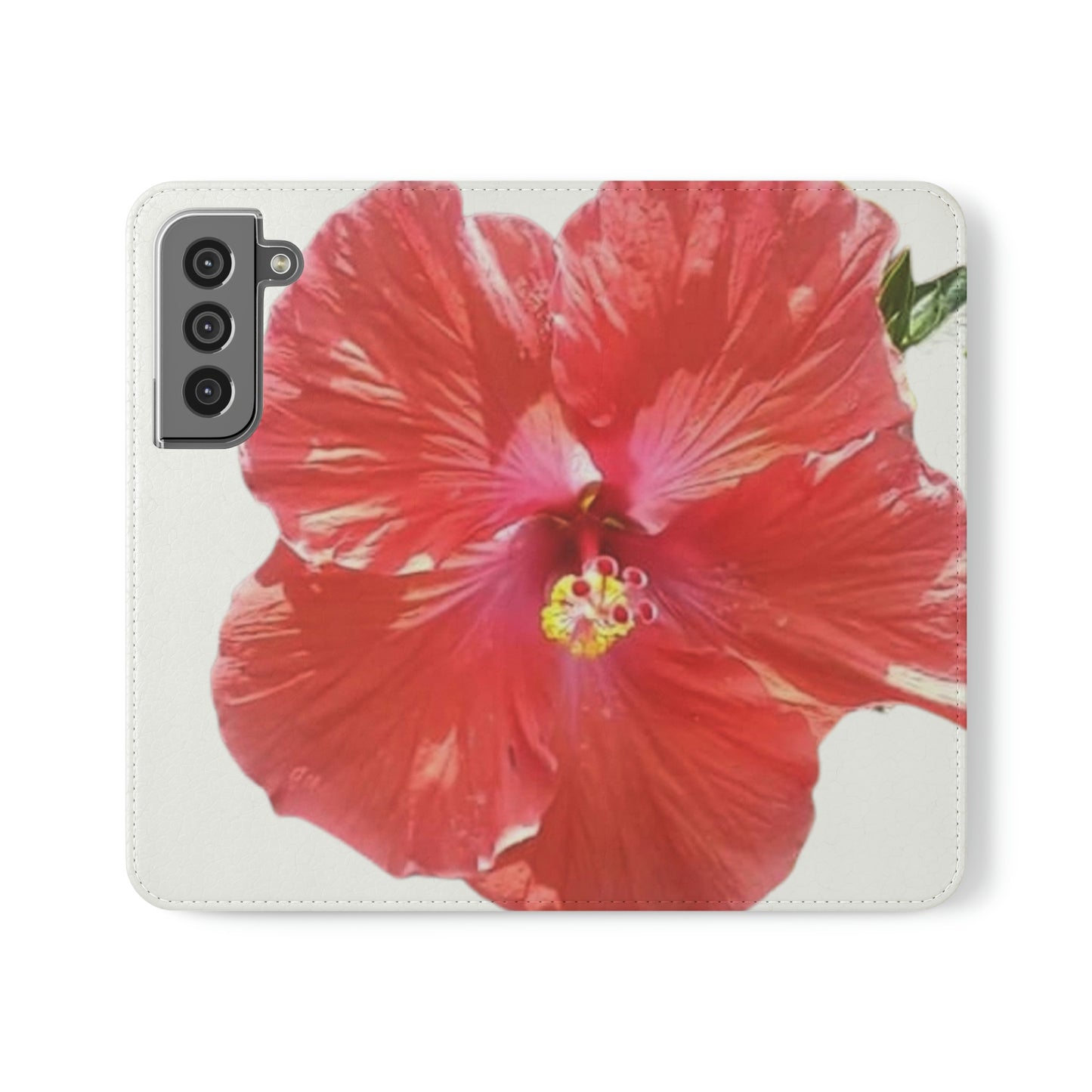 Peach Hibiscus White Background | Folio Phone Case | High Bloom Collection | Life By Ortavia