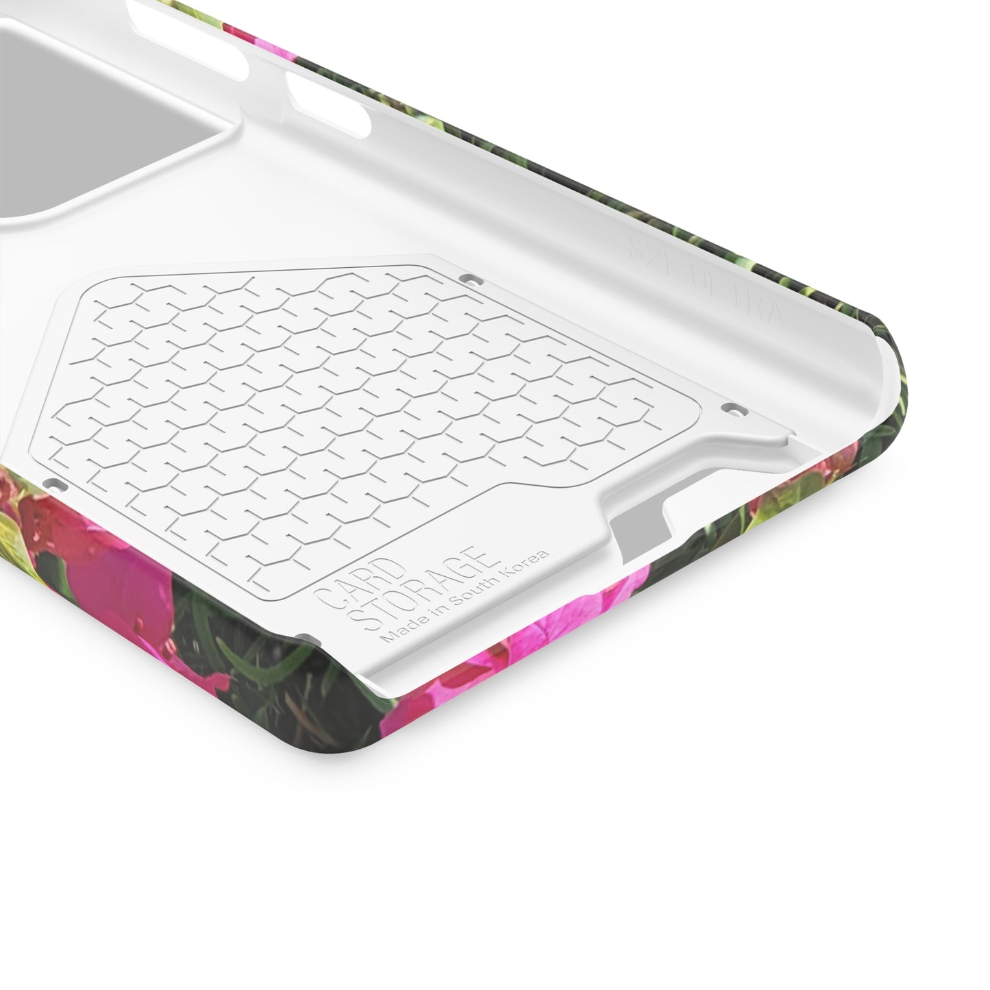 Phone Case With Card Holder with Hot Pink Bougainvillea Design