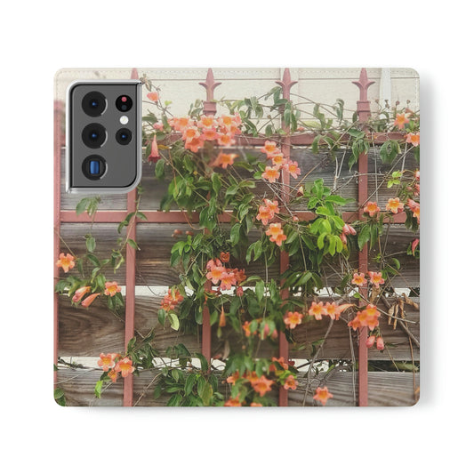 Flowers On A Rugged Fence | Folio Phone Case | High Bloom Collection | Life By Ortavia