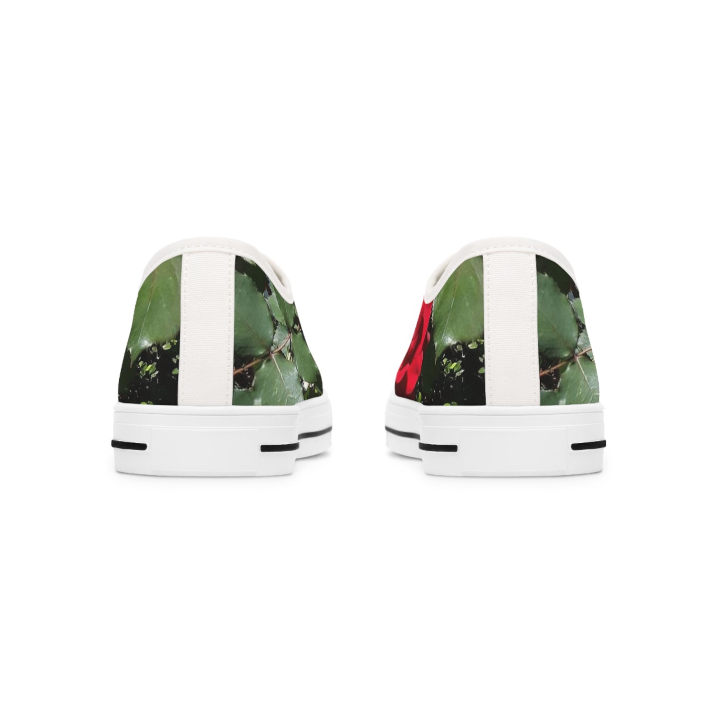 Women's Low Top Sneakers with European Red Rose Design
