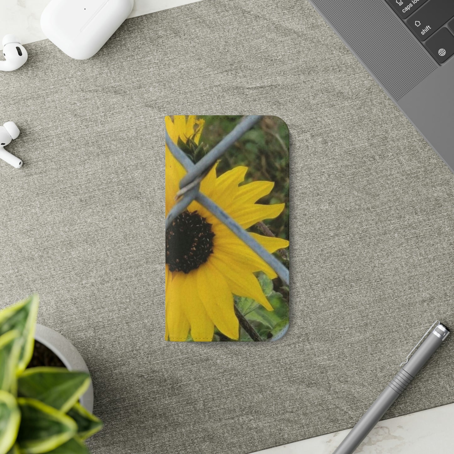 Sunflower Behind A Fence | Folio Phone Case | High Bloom Collection | Life By Ortavia